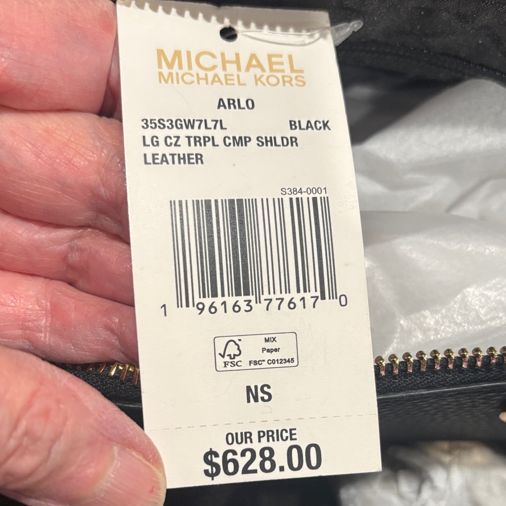 Michael Kors Black ARLO Pebbled Leather Hobo Bag with Gold Details NWT & DustBag - Picture 13 of 13